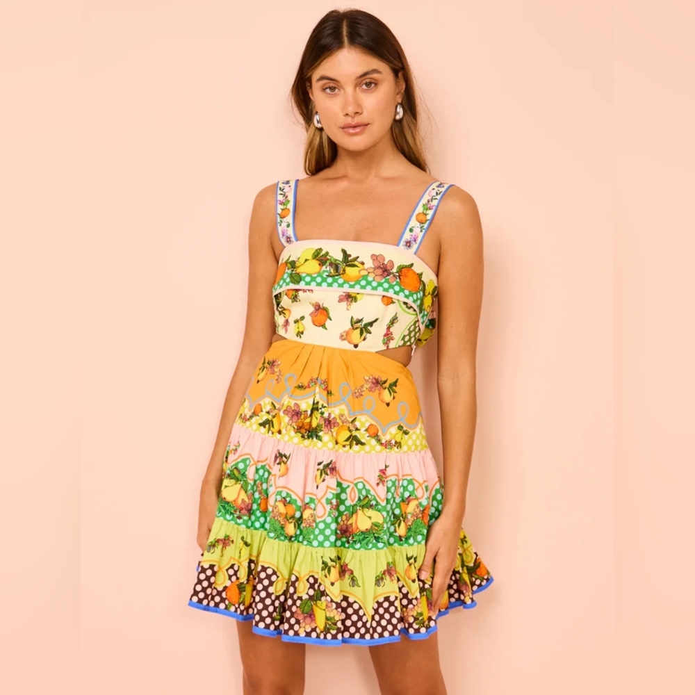 Alemais lemon cut out organic cotton dress Au8 us4 S